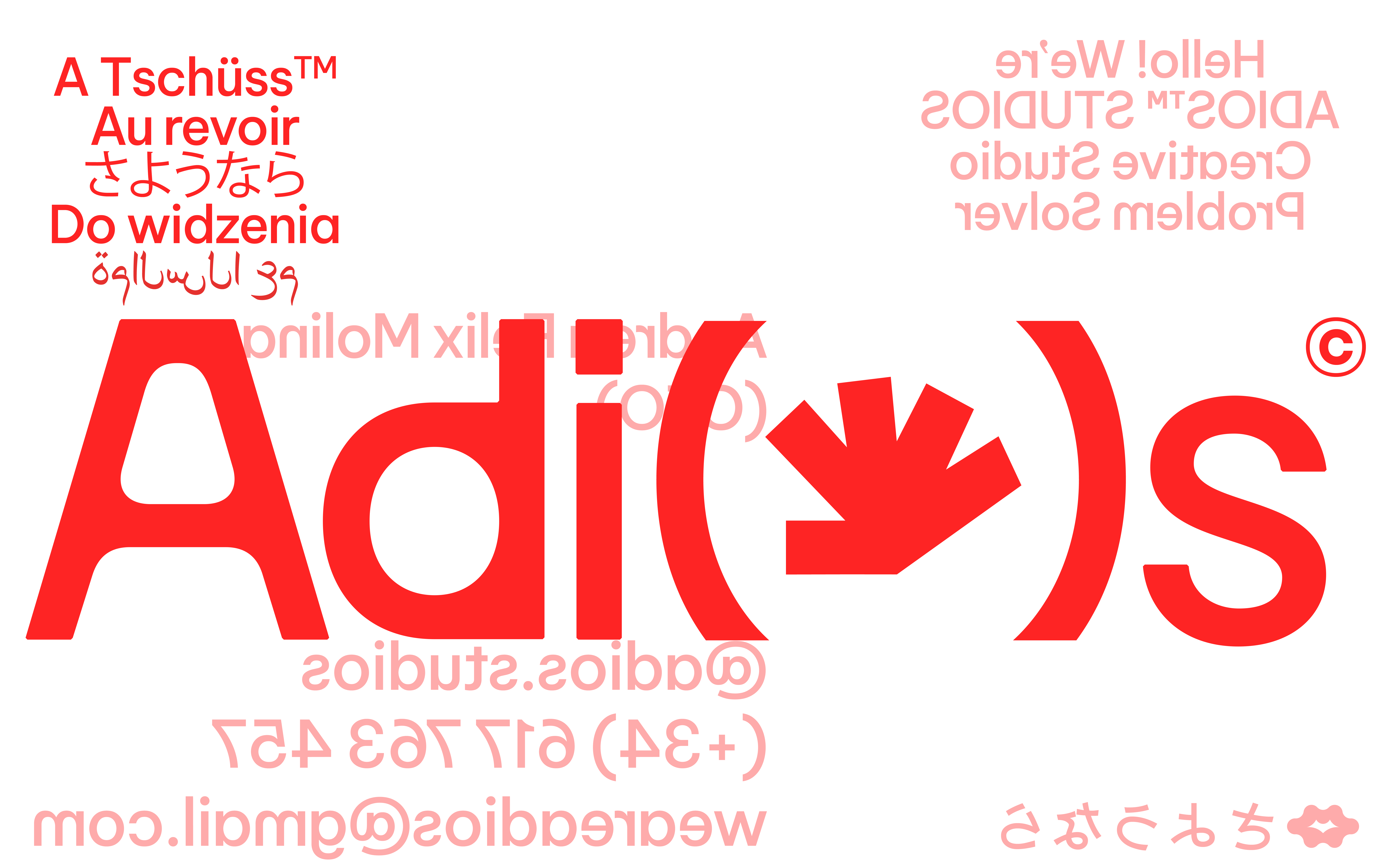 Diseño frontal de tarjeta Adios